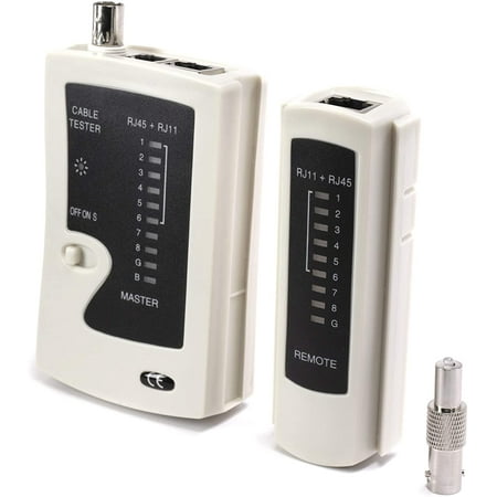 THE CIMPLE CO - Universal Network Cable Tester Tool, BNC, RJ45, RJ11 (3-in-1) Multi-Tester White