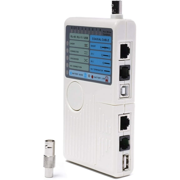 THE CIMPLE CO - Universal Network Cable Tester Tool, BNC, RJ45, RJ11, USB (4-in-1) Multi-Tester