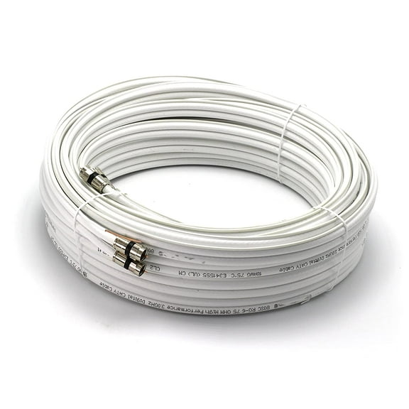 THE CIMPLE CO - White 25ft Dual with Ground RG6 Coaxial with Quality Compression Connectors