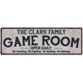 thumbnail image 1 of THE CLARK FAMILY Game Room Country Metal 8x24 Sign 108240042158, 1 of 1