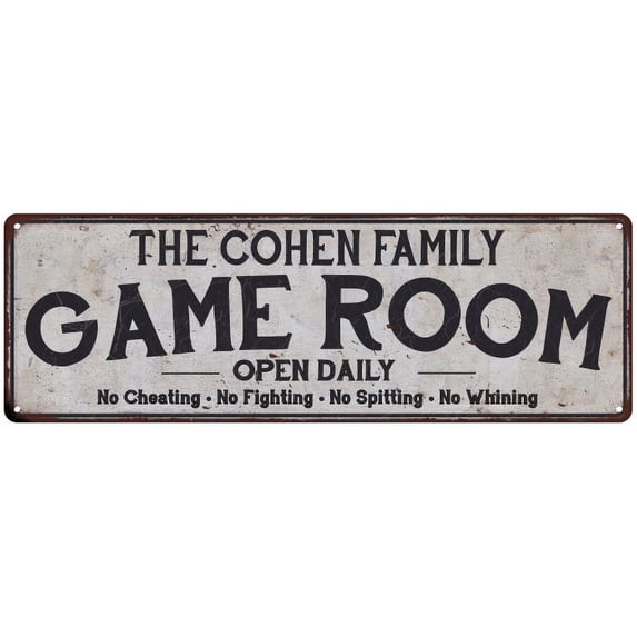 THE COHEN FAMILY Game Room Country Metal 8x24 Sign 108240042211