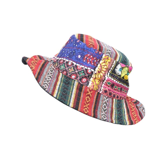 THE COLLECTION ROYAL Hippie Mushroom Patch Boho Hippy Rave Trippy Festival Gear Cotton Bucket Hat for Men and Women
