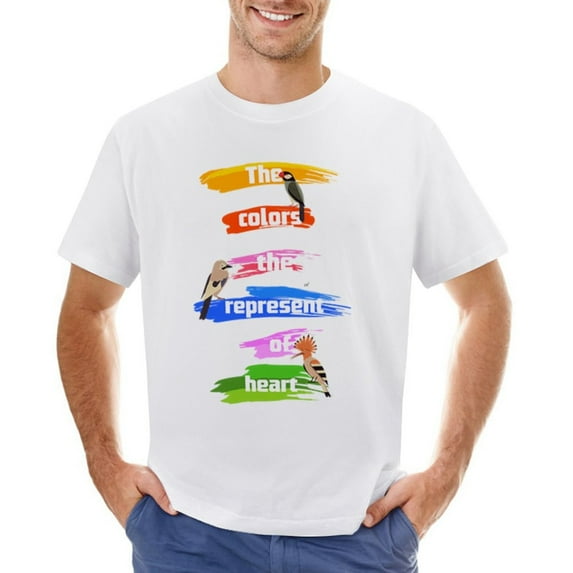 THE COLORS THE REPRESENT OF HEART Men’s Graphic T-shirt Vintage Short Sleeve Sport Tee White L