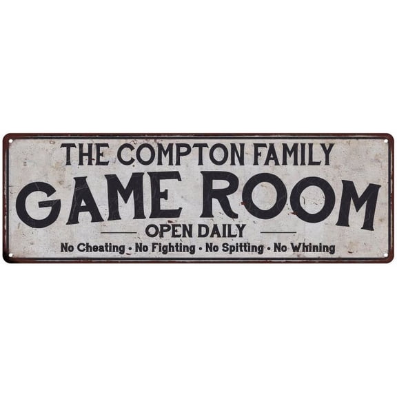 THE COMPTON FAMILY Game Room Country Metal 8x24 Sign 108240042812