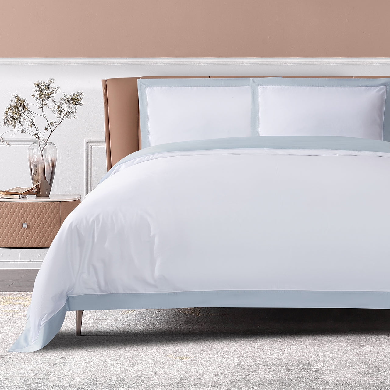 THE COTTON & SILK 100% Luxury Long-Staple Cotton Duvet Cover - Thumbnail 3