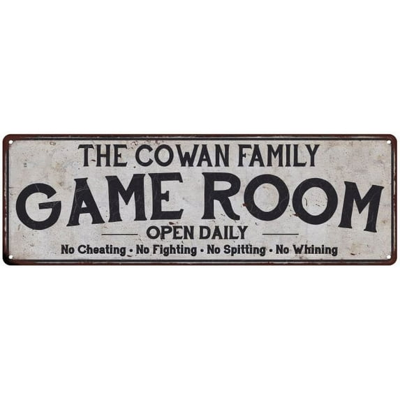 THE COWAN FAMILY Gift Game Room Country Metal 6x18 Sign 206180042361