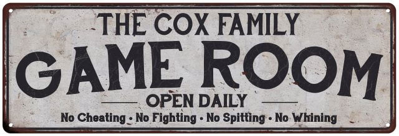Vintage Customizable Aluminum Game Room Sign, 6" x 18"