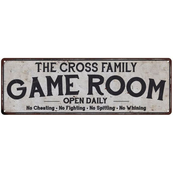 THE CROSS FAMILY Gift Game Room Country Metal 6x18 Sign 206180042224