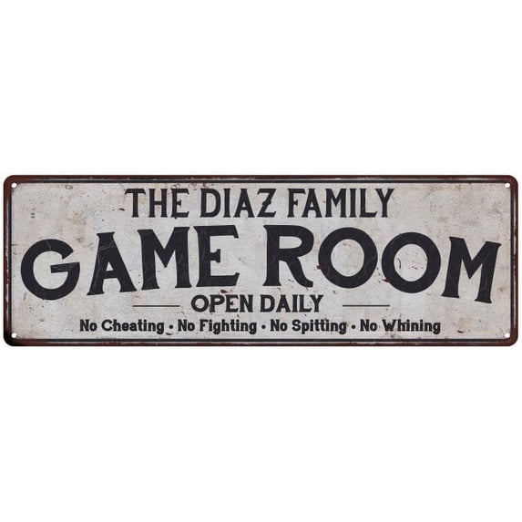THE DIAZ FAMILY Game Room Country Metal 6x18 Sign 106180042025