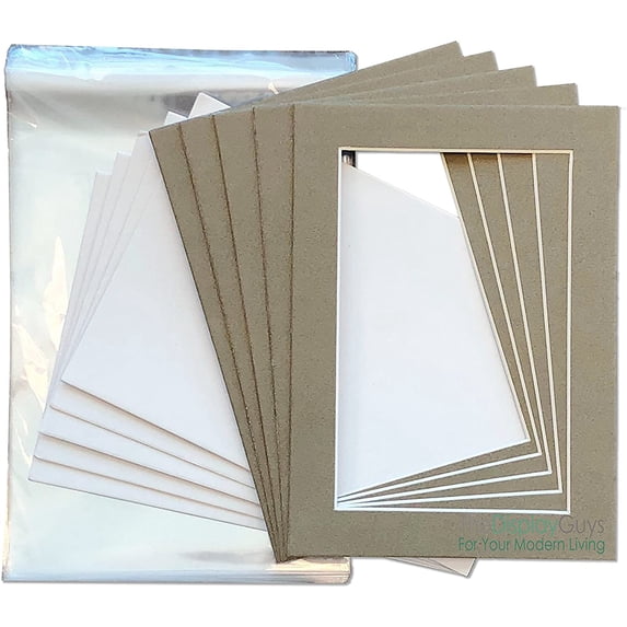 THE DISPLAY GUYS 5x7 Pack of 25 Textured Gray Picture Photo Matting Mat ...