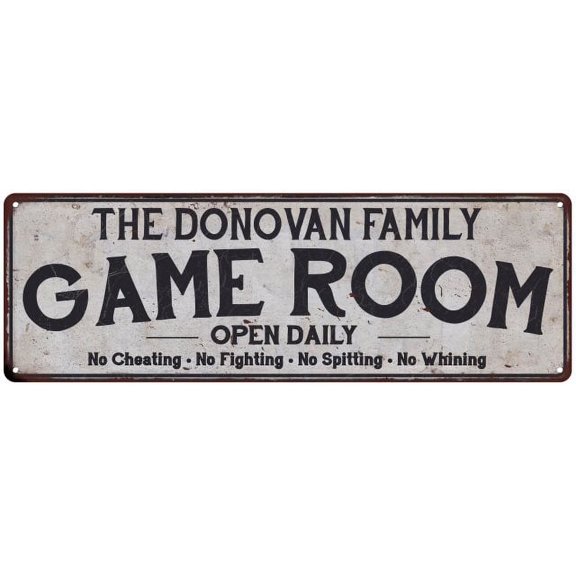 THE DONOVAN FAMILY Game Room Country Metal 6x18 Sign 106180042790