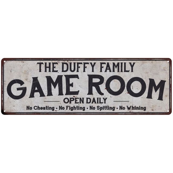 THE DUFFY FAMILY Game Room Country Metal 8x24 Sign 108240042329