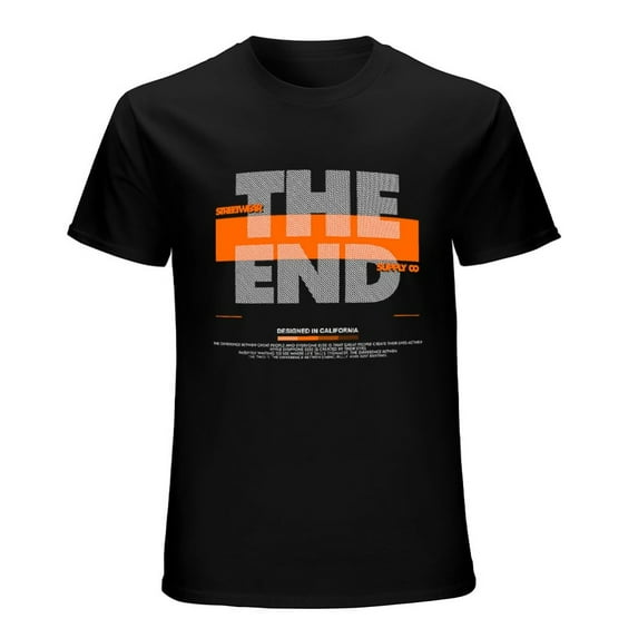 THE END Vintage T-shirt Mens Cotton Classic Crewneck Short Sleeve Tees Unisex Black 3XL