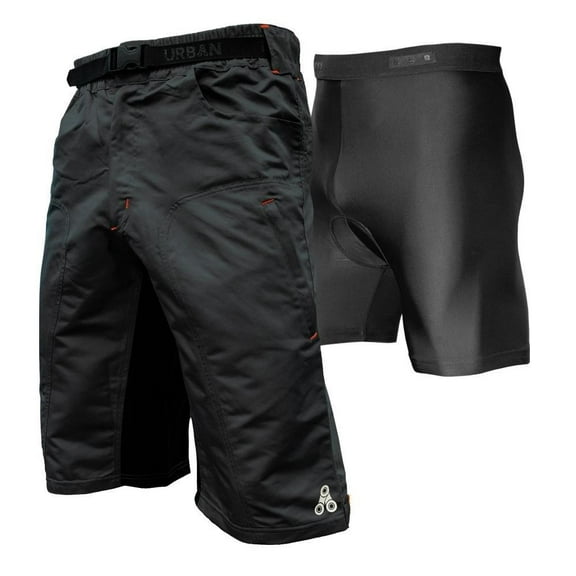 THE ENDURO - Men's Black MTB shorts with Padded Underliner