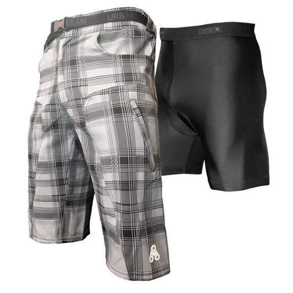 THE ENDURO - Men's Plaid MTB Shorts with Padded Underliner