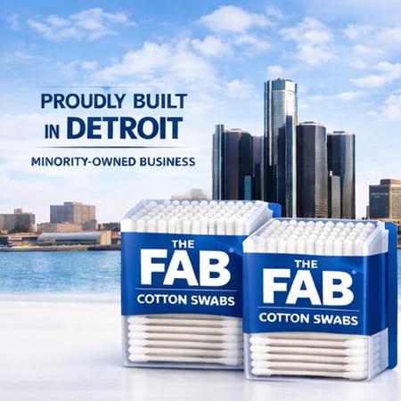 FAB Cotton Swabs 500 Count (2-Pack) | Strong Flexible Sticks | 100% Soft Cotton Tips | Multi-Purpose for Beauty, Cleaning, & Personal Care