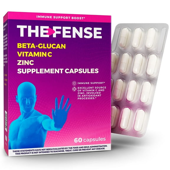 THE-FENSE - Beta Glucan, Vitamin C and Zinc Supplement - Immune Support Boost for Women and Men - 60 Capsules