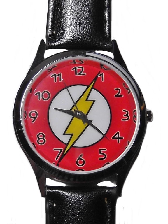 THE FLASH Logo Genuine Leather Band Wrist Watch