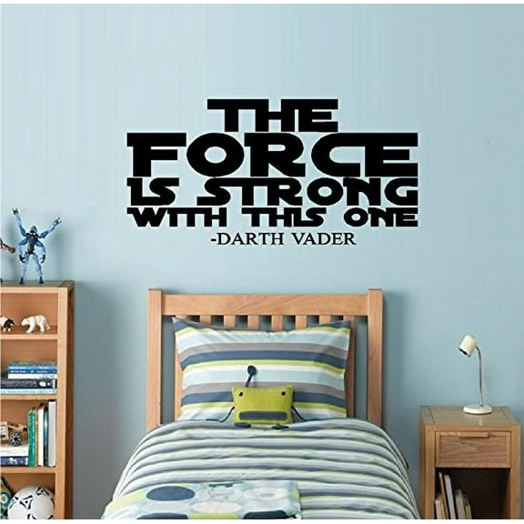 THE FORCE IS STRONG WITH THIS ONE: Wall Decal , Children, Star Wars Fan (Large 20" x 40")