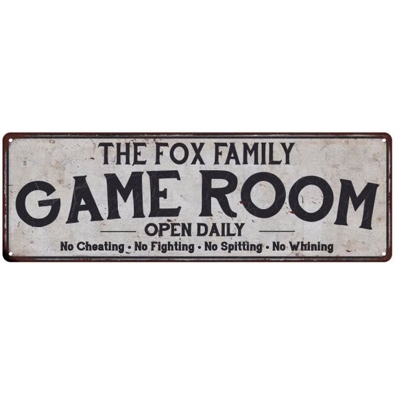 THE FOX FAMILY Gift Game Room Country Metal 6x18 Sign 206180042005