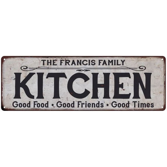 THE FRANCIS FAMILY KITCHEN Chic Metal Sign 6x18 106180039407