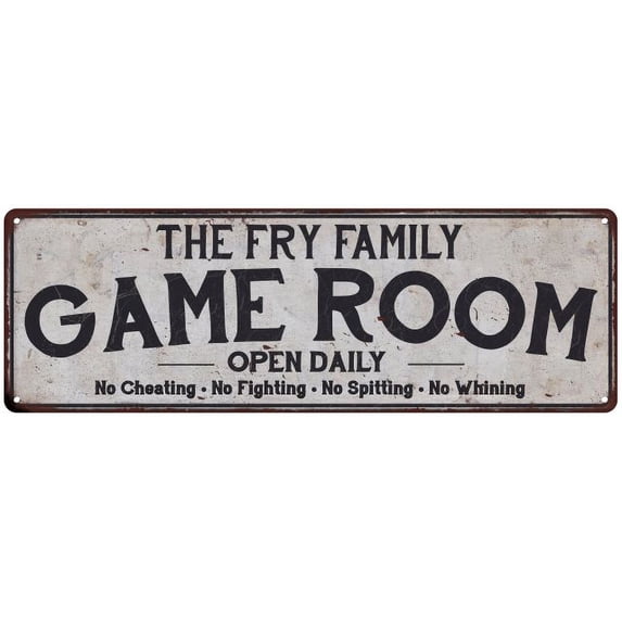 THE FRY FAMILY Game Room Country Metal 8x24 Sign 108240042014