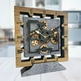 thumbnail image 1 of THE GEARS CLOCK Desk Clock with Real Moving Gears (wall clock)CA-LI_ 10 in Square Wood-Stone, 1 of 2