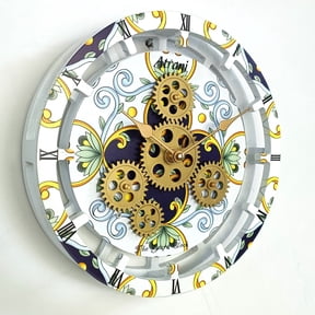 THE GEARS CLOCK Desk Clock with Real Moving Gears (wall clock)IT-LI_ 10 in Round Atrani