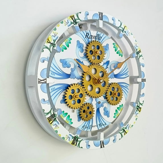 THE GEARS CLOCK Desk Clock with Real Moving Gears (wall clock)IT-LI_ 10 in Round Ravello