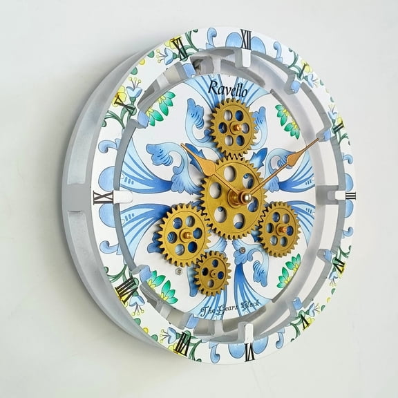 THE GEARS CLOCK Desk Clock with Real Moving Gears (wall clock)IT-LI_ 10 in Round Ravello