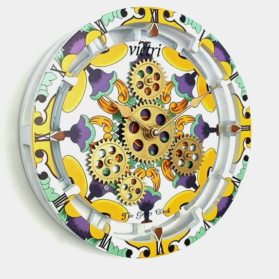 THE GEARS CLOCK Desk Clock with Real Moving Gears (wall clock)IT-LI_ 10 in Round Vietri
