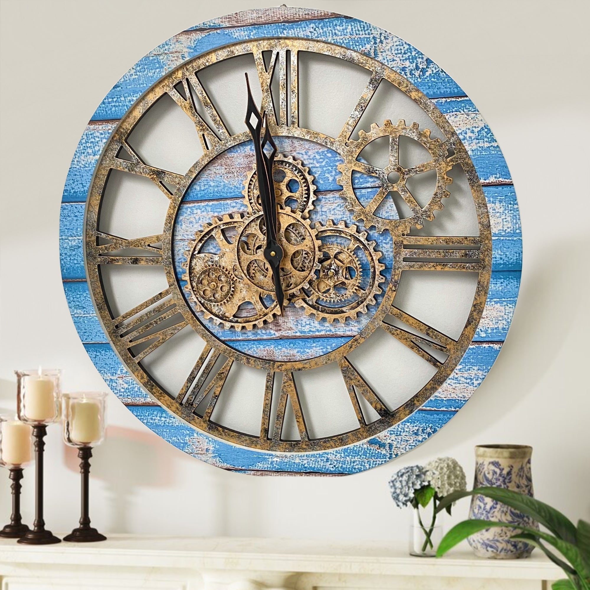 THE GEARS CLOCK Wall Clock with Real Moving Gears AM-LI_ 24 in Round ...