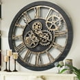 thumbnail image 1 of THE GEARS CLOCK Wall Clock with Real Moving Gears AM-LI_ 24 in Round Vintage-Black, 1 of 9