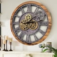 thumbnail image 1 of THE GEARS CLOCK Wall Clock with Real Moving Gears AM-LI_ 24 in Round Wood-Stone, 1 of 7