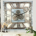 thumbnail image 1 of THE GEARS CLOCK Wall Clock with Real Moving Gears AM-LI_ 24 in Square Silver-Grey, 1 of 11