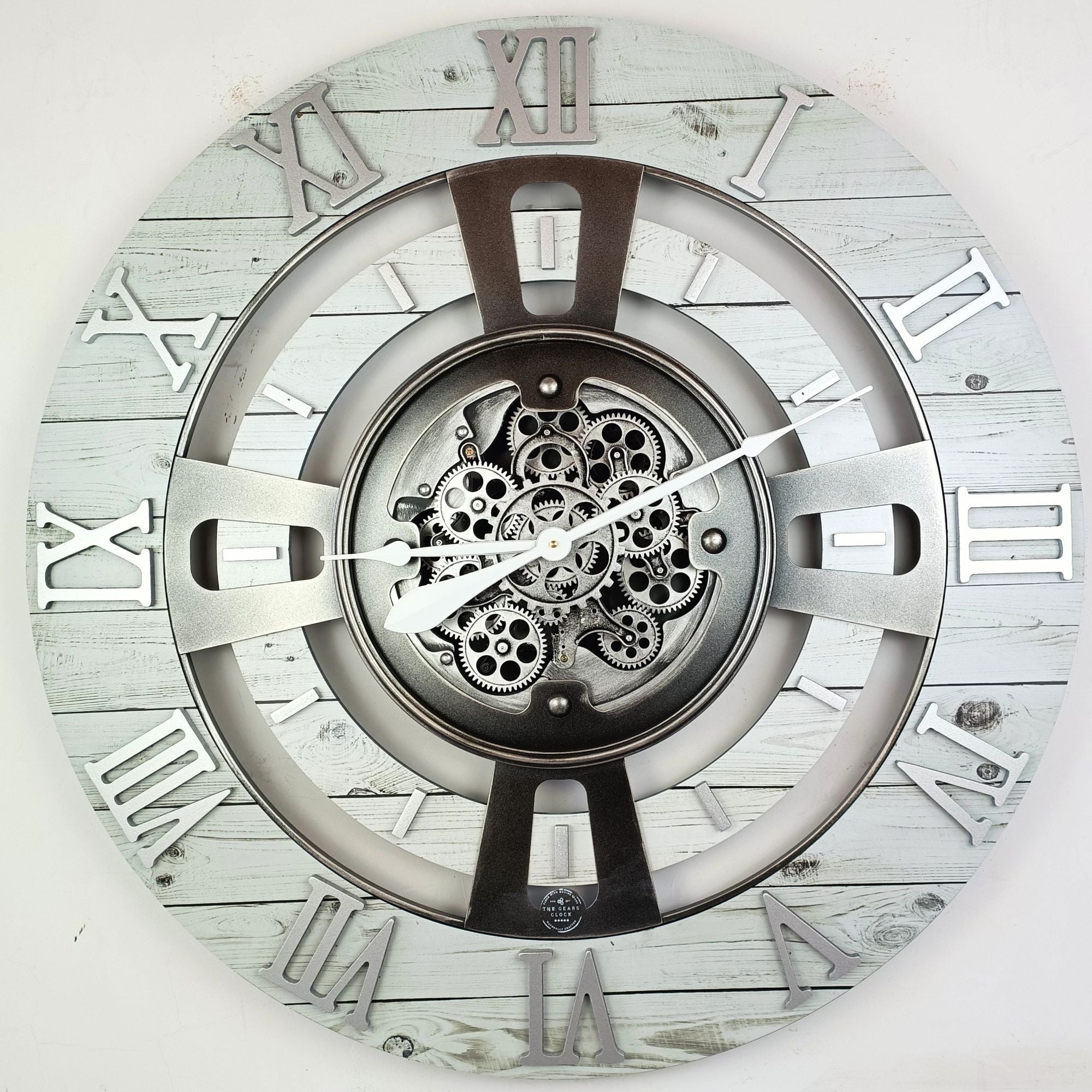 THE GEARS CLOCK Wall Clock with Real Moving Gears EN-LI_ 36 in Round ...