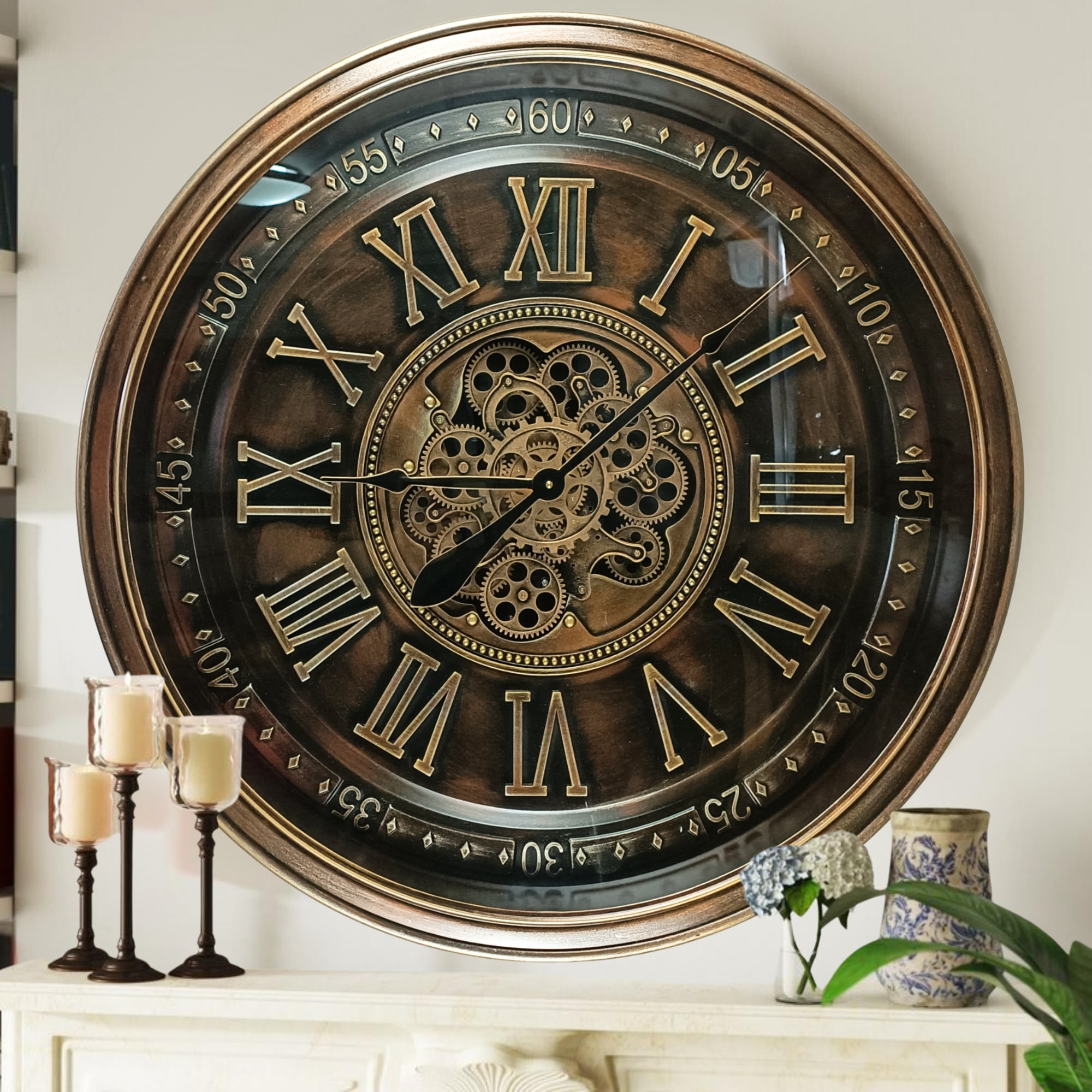 The Gears Clock, Wall Clock with Moving Gears, IR-LI 32 in Bronze ...