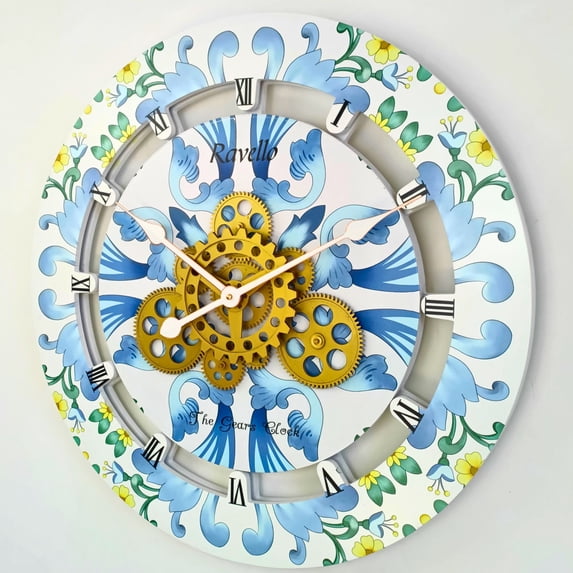 THE GEARS CLOCK Wall Clock with Real Moving Gears IT-LI_ 24 in Round Ravello