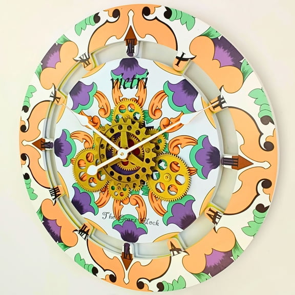 THE GEARS CLOCK Wall Clock with Real Moving Gears IT-LI_ 24 in Round Vietri