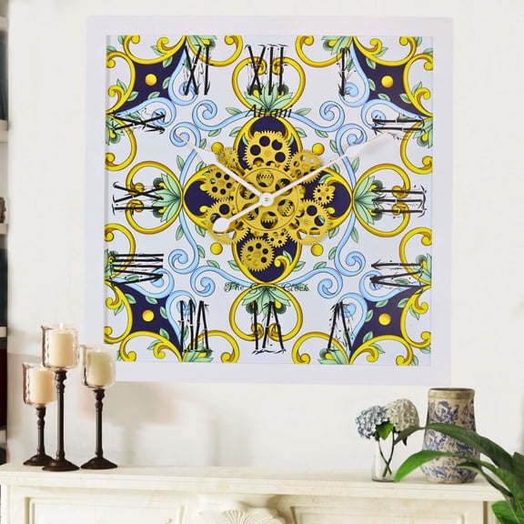 THE GEARS CLOCK Wall Clock with Real Moving Gears IT-LI_ 24 in Square Atrani