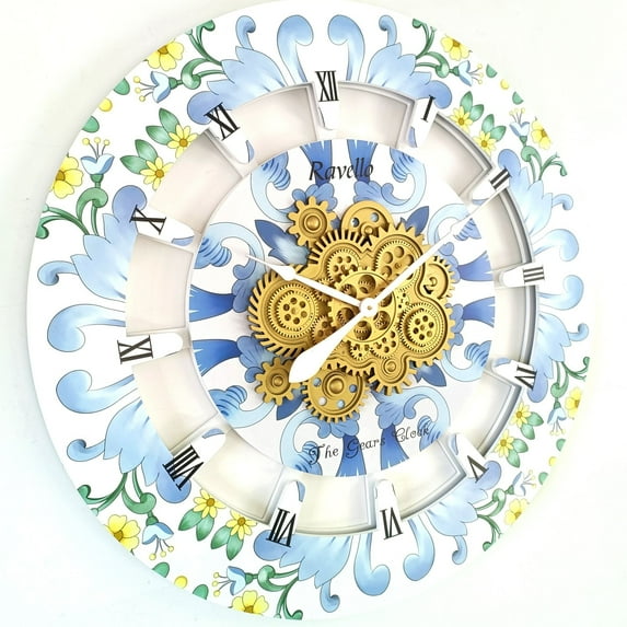 THE GEARS CLOCK Wall Clock with Real Moving Gears IT-LI_ 36 in Round Ravello