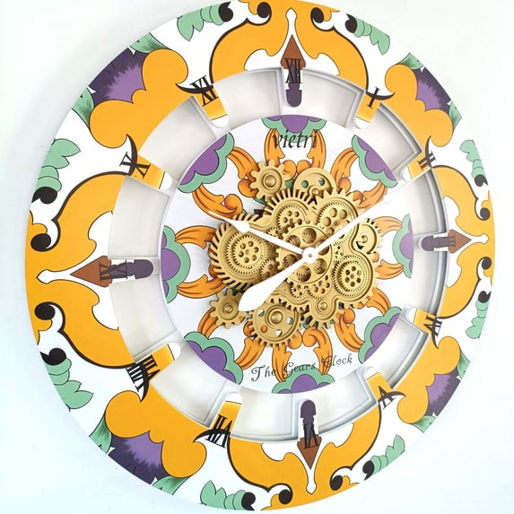 THE GEARS CLOCK Wall Clock with Real Moving Gears IT-LI_ 36 in Round Vietri