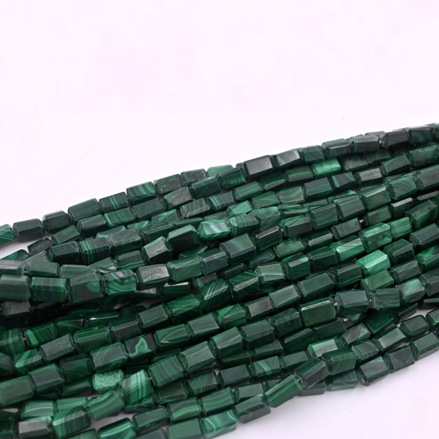 THE GEMS GRID Natural Malachite Faceted Nugget Beads – 6x8mm to 6x9mm Green Gemstone, 16" Loose Beads Strand for Jewelry Making & DIY Boho Crafts