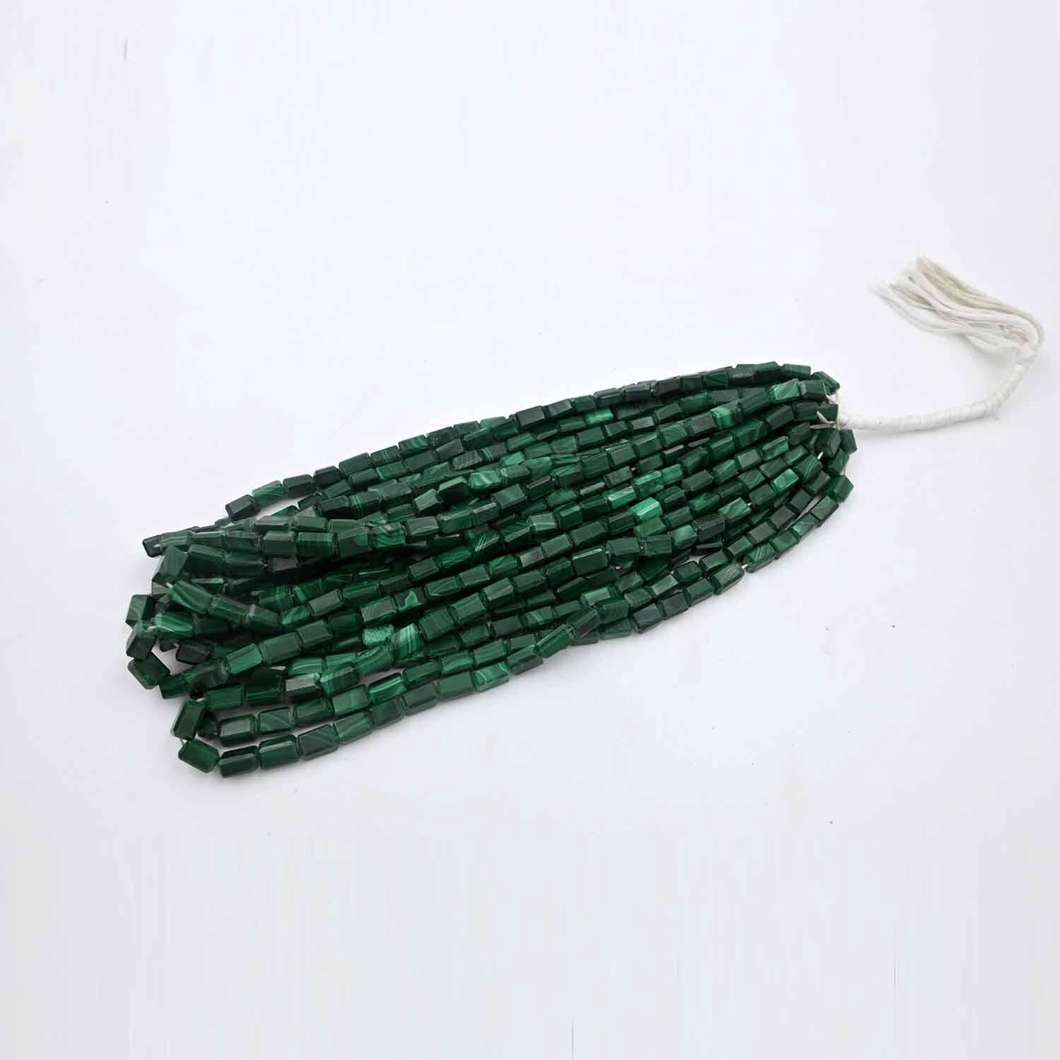 THE GEMS GRID Natural Malachite Faceted Nugget Beads – 6x8mm to 6x9mm Green Gemstone Strand, 8" Loose Beads for DIY Jewelry Making & Boho Crafts