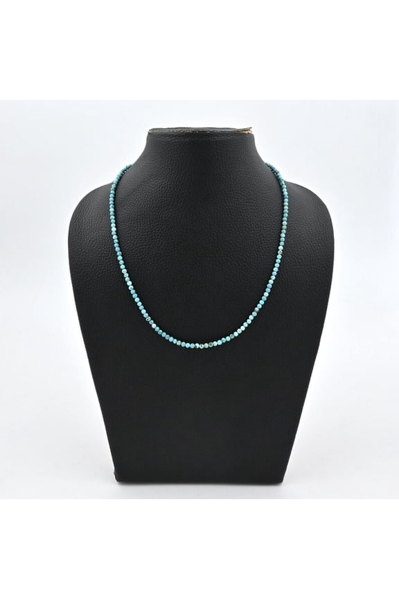 Turquoise Faceted Beads Necklace 3mm Arizona Gemstone Jewelry 16–36 Inch