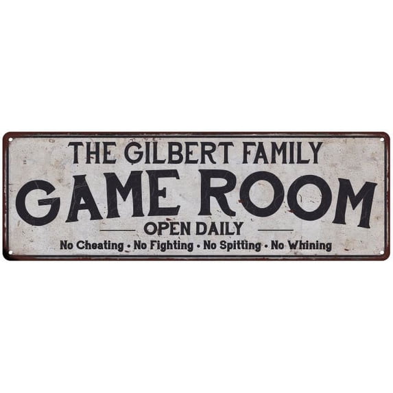 THE GILBERT FAMILY Gift Game Room Country Metal 6x18 Sign 206180042671