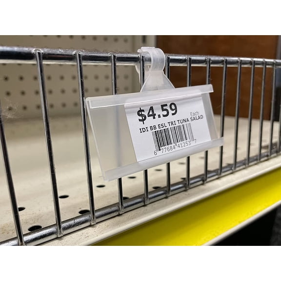 THE GLOBAL DISPLAY SOLUTION Hanging C-Channel Ticket Holder for Wire Store Fixtures | 3" W X 1.25" H | 50 Count