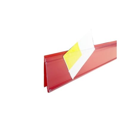 The Global Display Solution Label Holders, Retail Shelf Labels, with Ticket Holder Protector, 47.625" x 1.25", Red, 50 Count