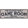 thumbnail image 1 of THE GLOVER FAMILY Gift Game Room Country Metal 6x18 Sign 206180042496, 1 of 1