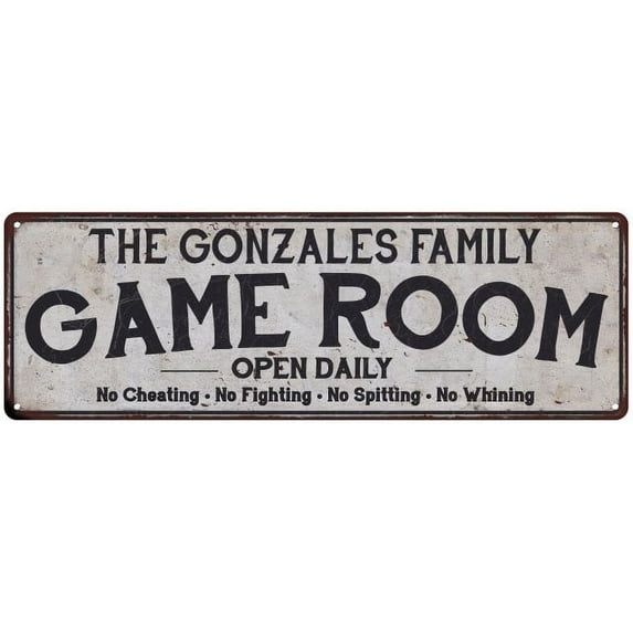 THE GONZALES FAMILY Gift Game Room Country Metal 6x18 Sign 206180042842